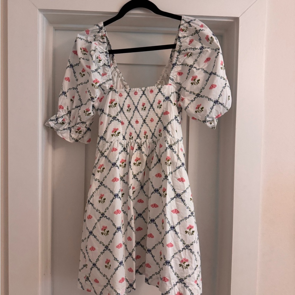 Hill House White and Pink Floral Mini Dress - Picture 4 of 5